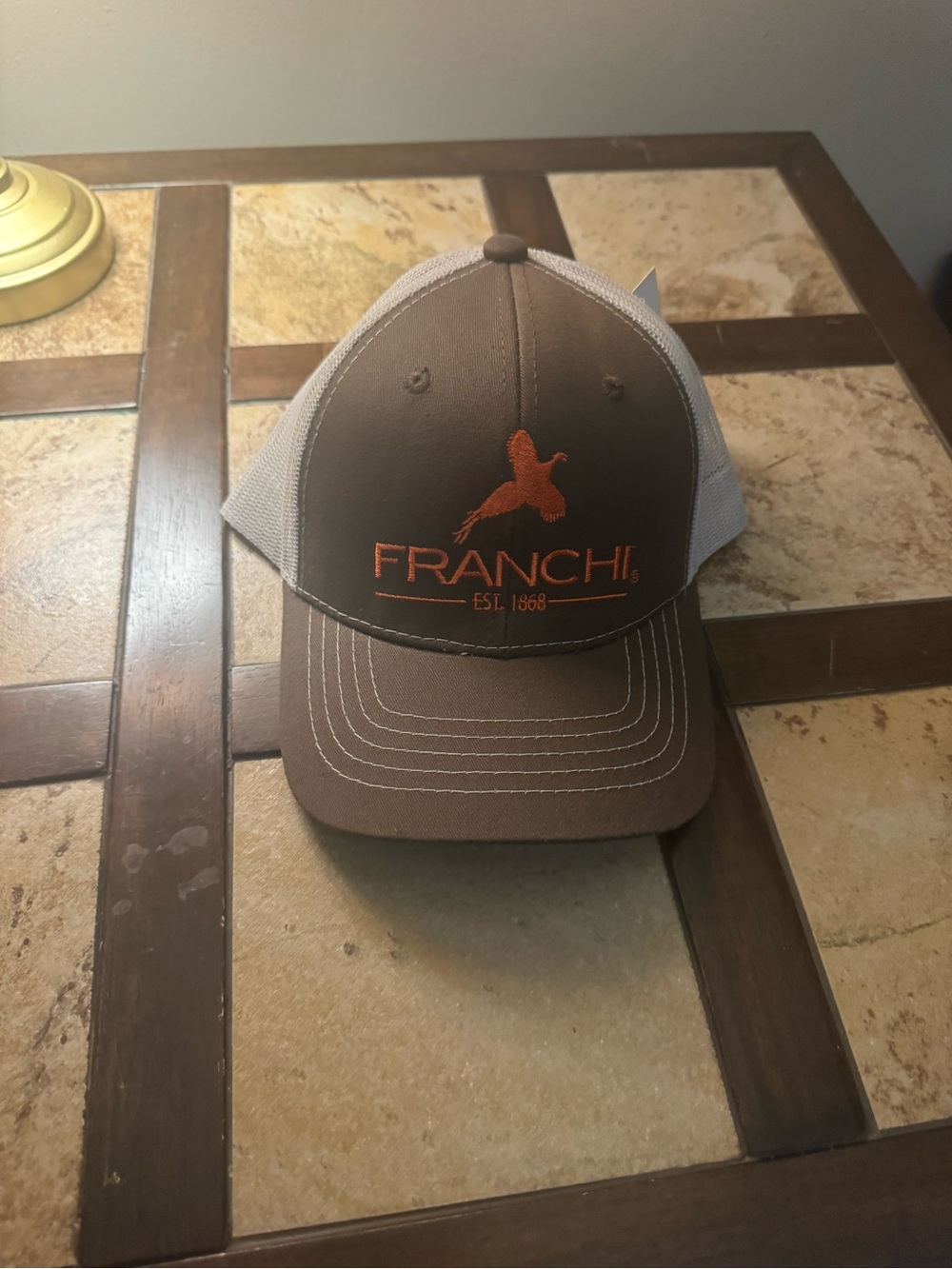 Franchi Brown and Gray Mesh Trucker Hat